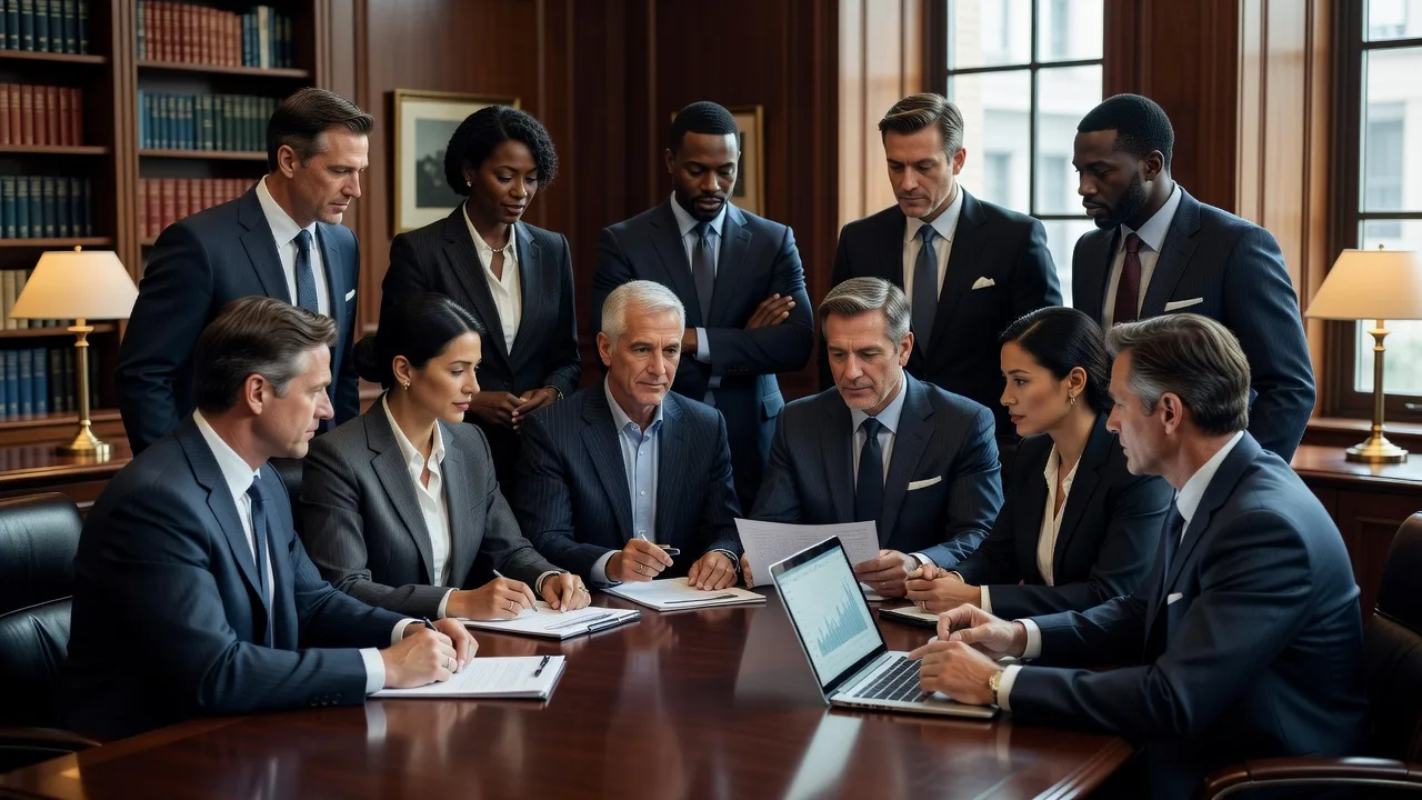 Business team reviewing documents